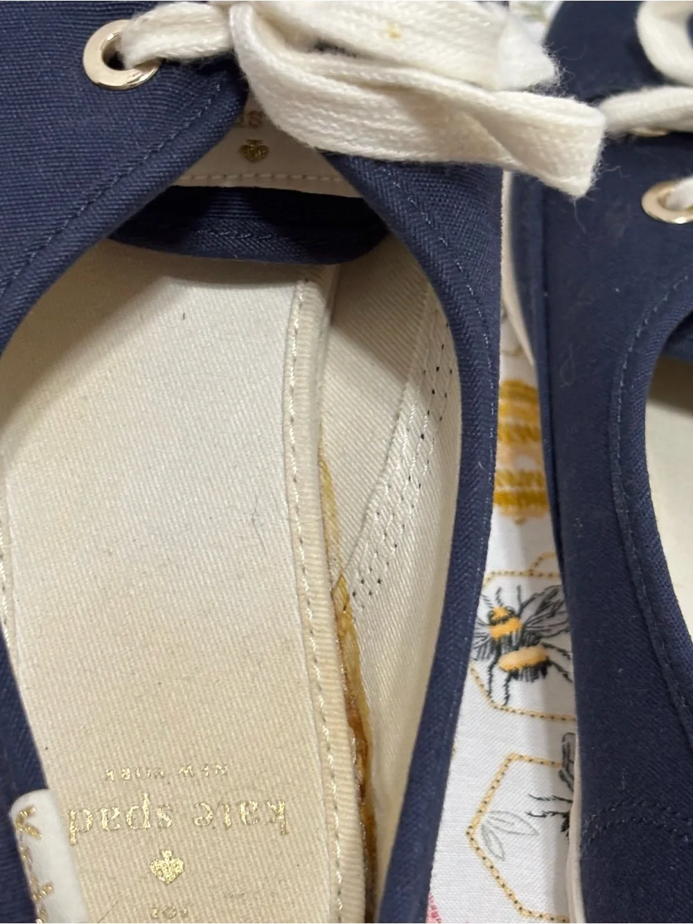 kate spade collaboration with Keds Navy Canvas Sneakers with Cream Accents